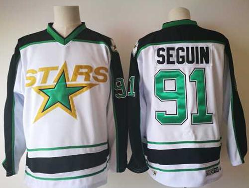 Adidas Stars #91 Tyler Seguin White Road Authentic Stitched NHL Jersey - Click Image to Close
